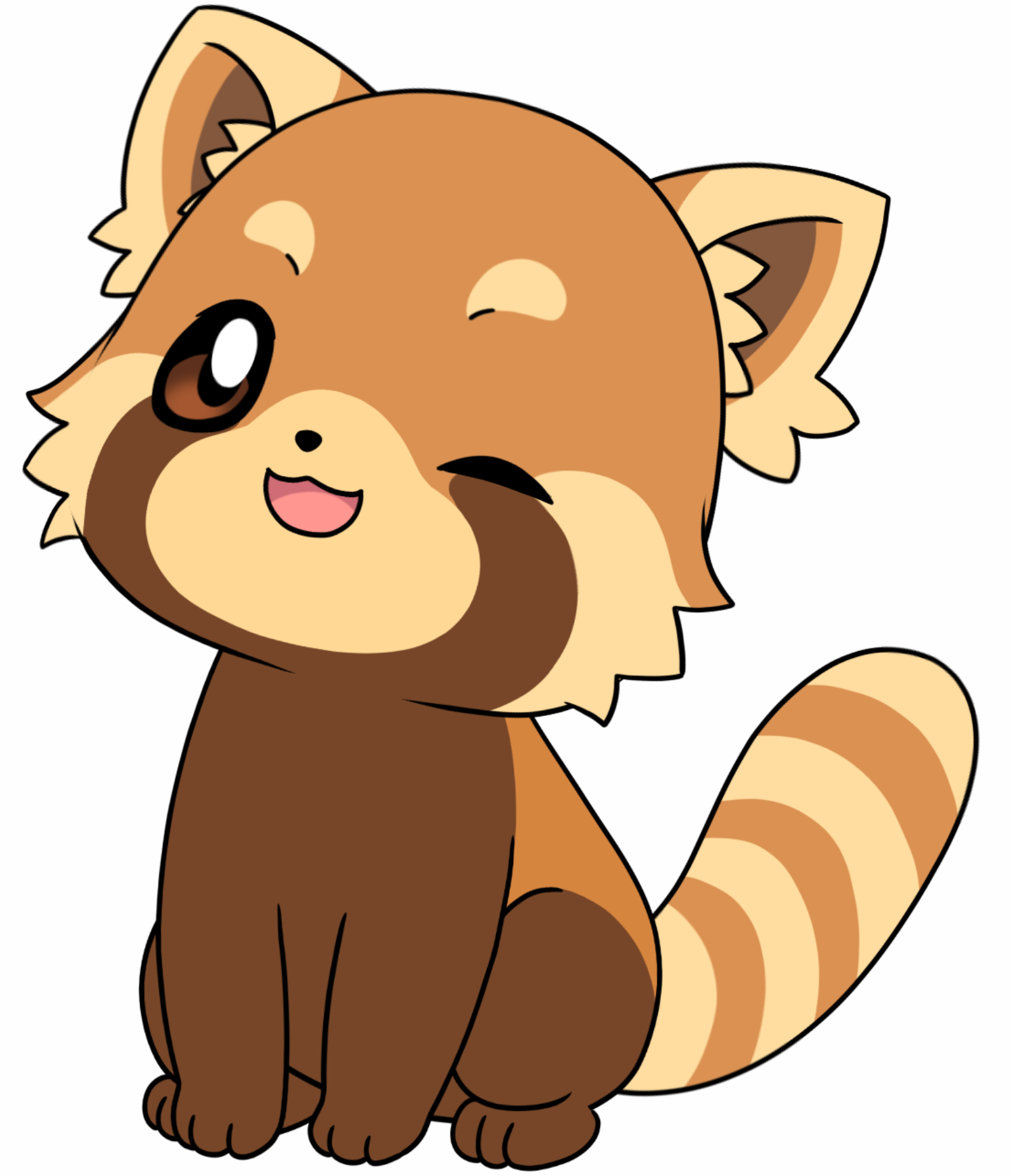 ウィンクするレッサーパンダのイラスト